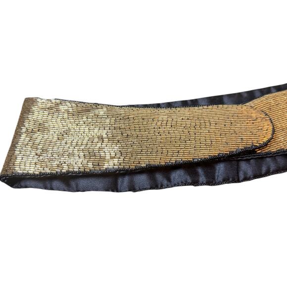 Vtg with Tags Christian Dior Ceintures M/L Gold Beaded Satin Lined Waist Belt - Picture 4 of 10